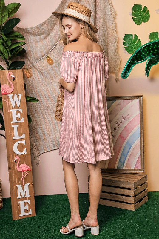 Off Shoulder Dress with Button Detail