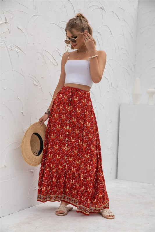 Womens Print Maxi Skirt