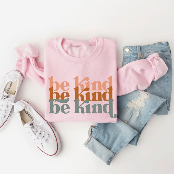 pink be kind boho sweatshirt