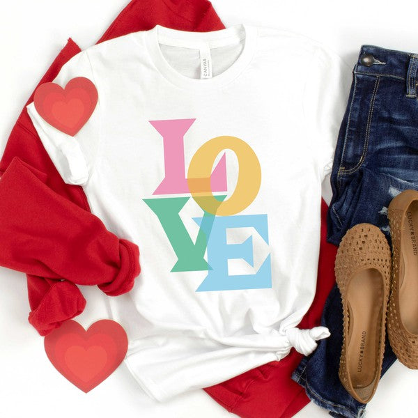 White Colorful Love Graphic Tee