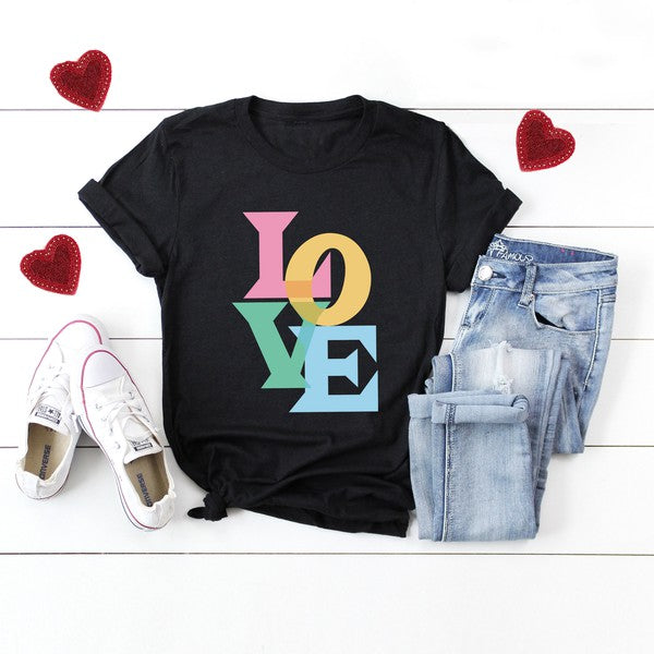 Black Colorful Love Graphic Tee