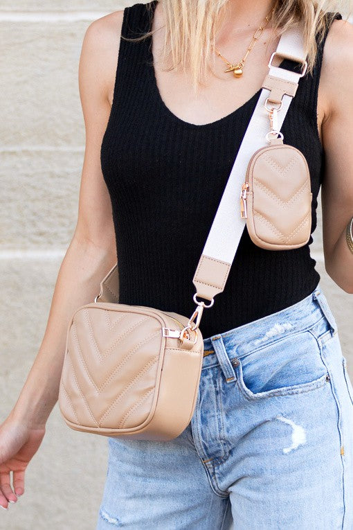 tan quilted crossbody
