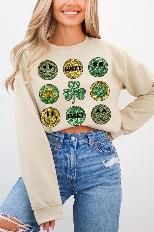 Smile it's St Patrick's Day Graphic Fleece Sweatshirt