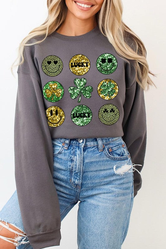 Smile it's St Patrick's Day Graphic Fleece Sweatshirt