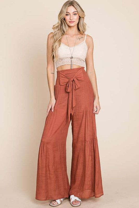 Tie Front Ruched Pants