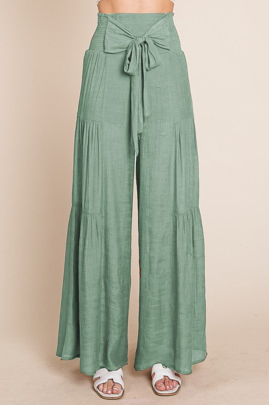 Tie Front Ruched Pants